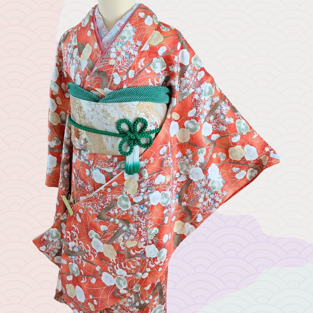 平和屋着物○豪華振袖 立波飛鶴地紋 紫紺色 正絹 逸品 DAAW5739ud 平和