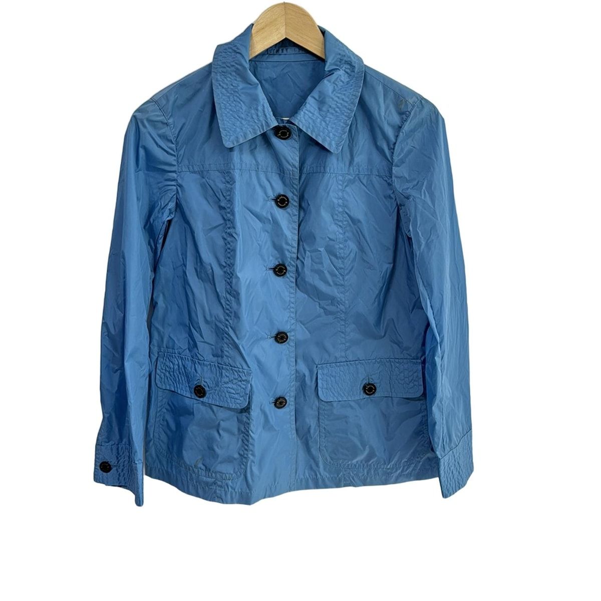 Aquascutum アクアスキュータム コート サイズ8 M レディース - ライトブルー 長袖 レインコート 春 秋