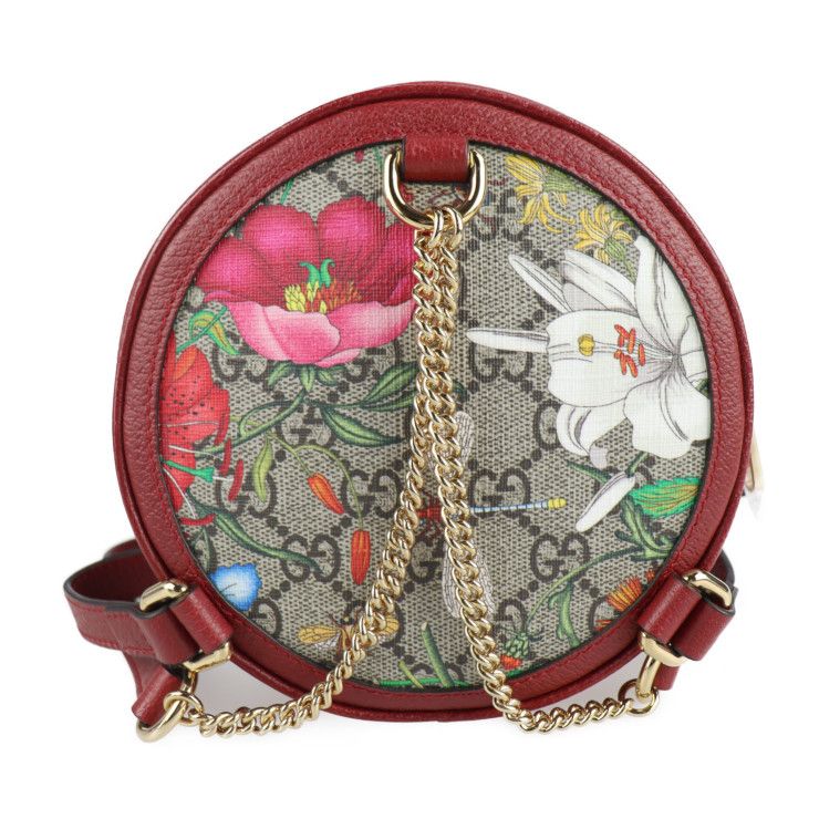 GUCCI グッチ リュック・デイパック 598661 GGスプリームキャンバス レザー レッド マルチカラー オフィディア GGフローラ チェーン  ミニ バックパック リュックサック 【本物保証】