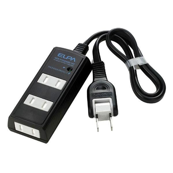 ELPA(エルパ) 耐雷サージ機能付コード付タップ 3個口 3m ブラック WBT-3030SBN(BK)
