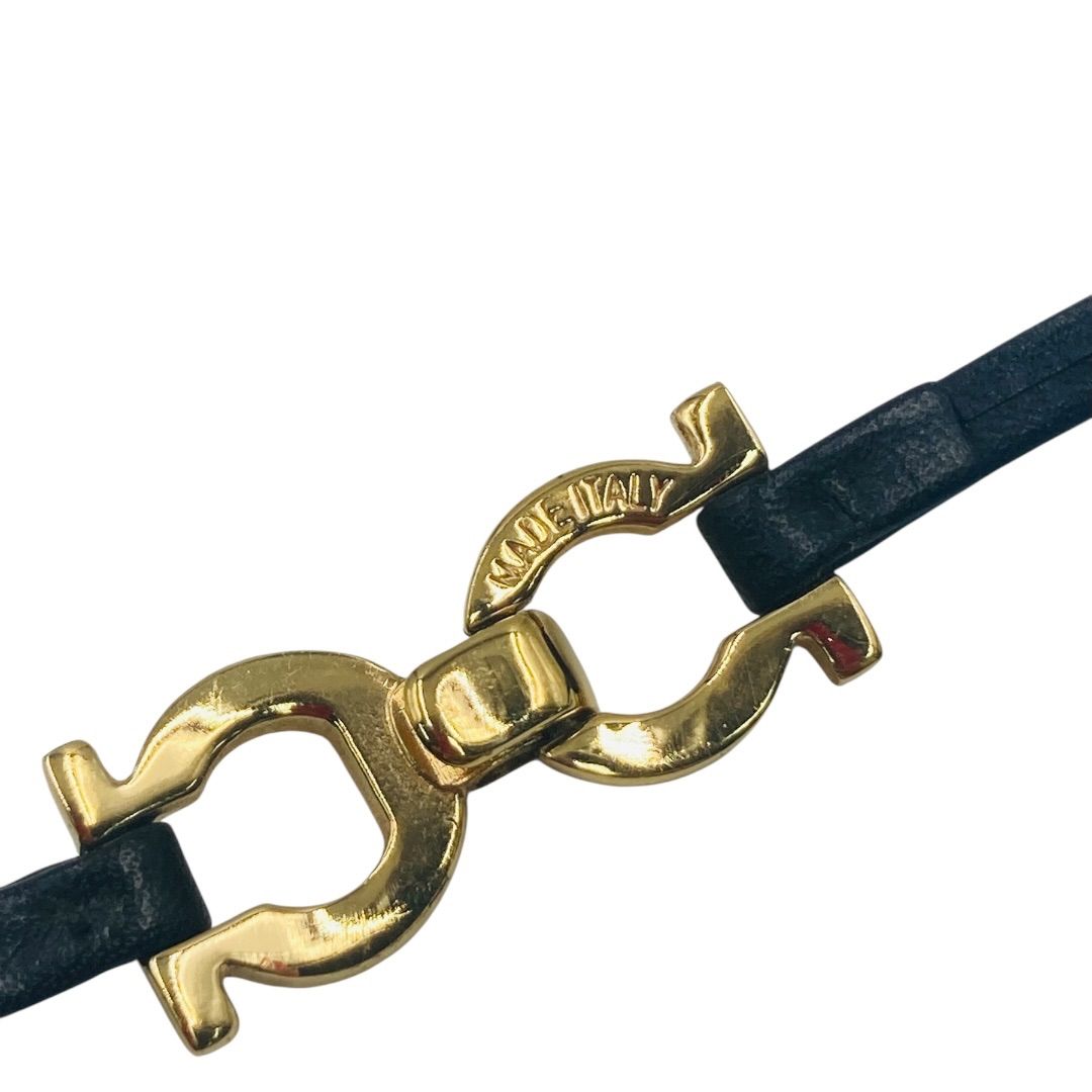 【新品同様】フェラガモ ブレスレット チョーカー ダブルガンチーニ レザー Ferragamo フェラガモ ガンチーニ 2連ブレスレット チョーカー