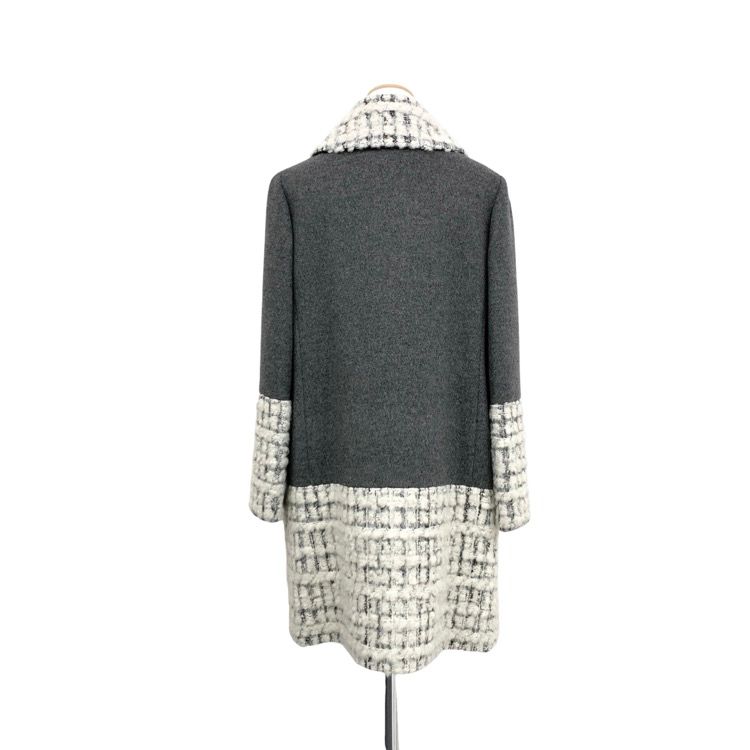 Rene ルネ ツイード切替ウール コート グレー 36 6943930 - メルカリ