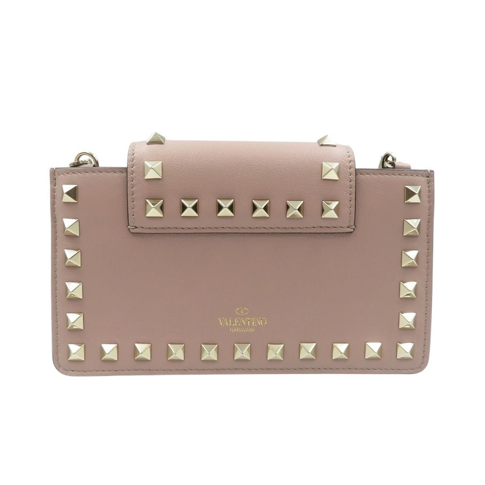 ヴァレンティノガラヴァーニ ロックスタッズ RW2P0Q13BOL カーフ ゴールド金具 ピンク ショルダーバッグ フォンケース 1521 VALENTINO GARAVANI