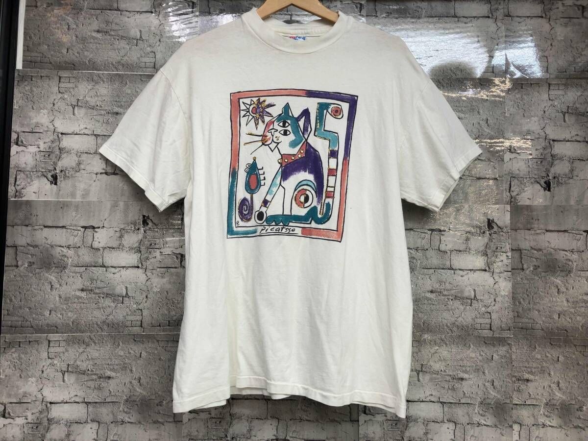 USA 90's ピカソ アート Tシャツ 企業 vintage 90s USA製 Hanes ヘインズ Picatsso ピカソ 本物 アートT 半袖Tシャツ