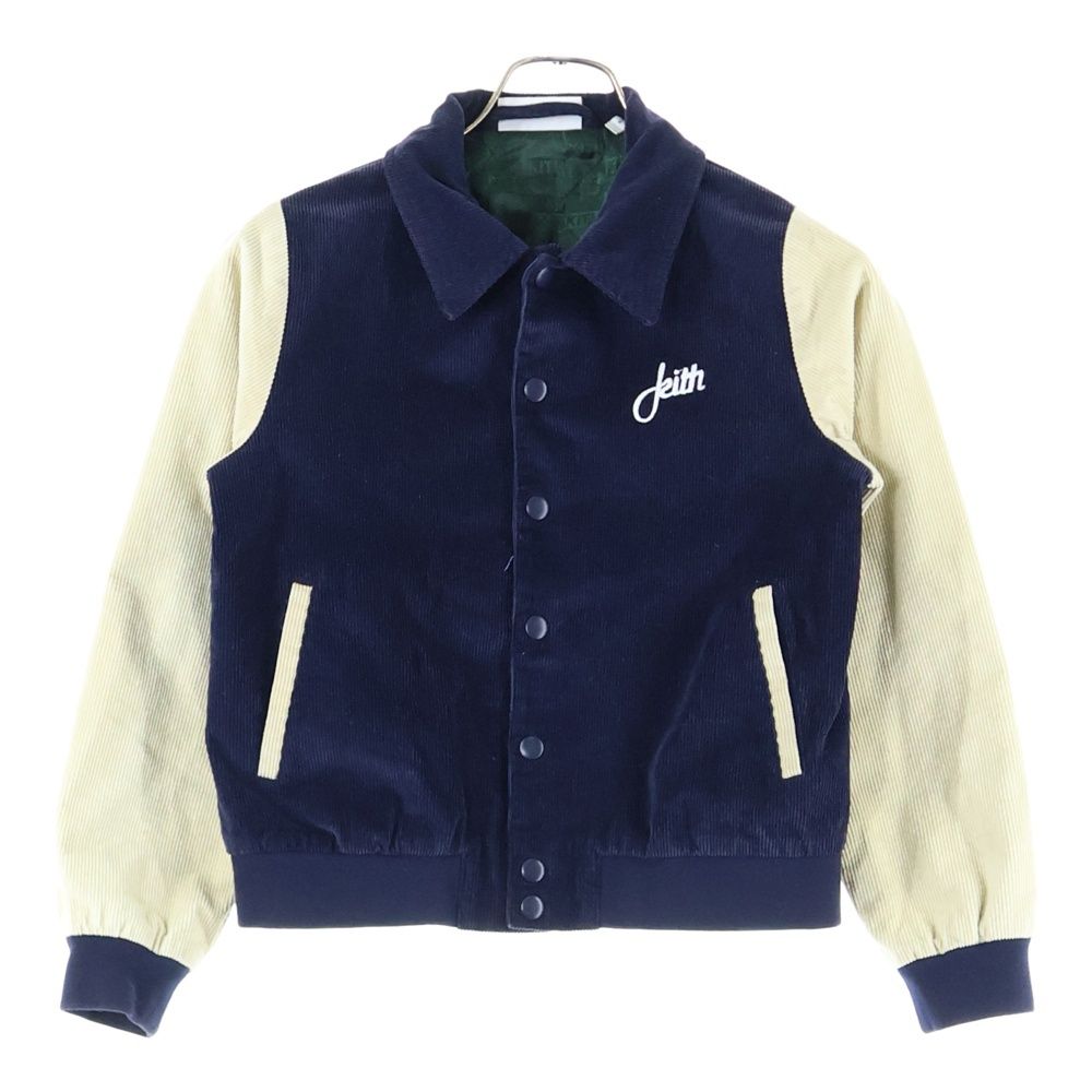 KITH キス Kids Varsity Jacket 両面ロゴ刺繍 コーデュロイ バーシティジャケット ネイビー キッズ KHK010060