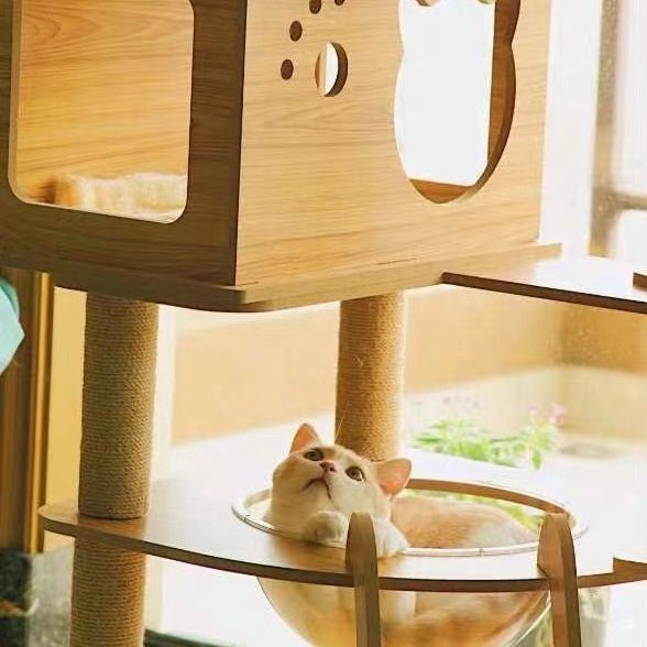 据え置き型 麻紐 爪とぎ 多頭飼い 宇宙船キャットタワー 据え置き型【ベージュ】 2.jpg