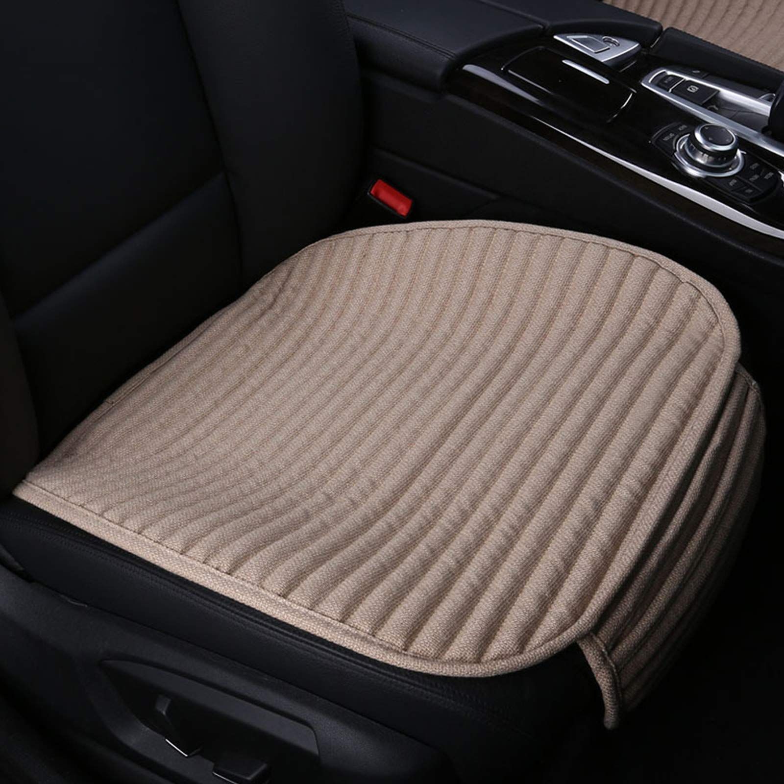 カーシートカバー 2パック ボトムカーシートパッドクッション 自動車用 そば殻 ユニバーサルレザーカーシートプロテクター 換気ドライバーシートカバー(ベージュフロントシート2枚)