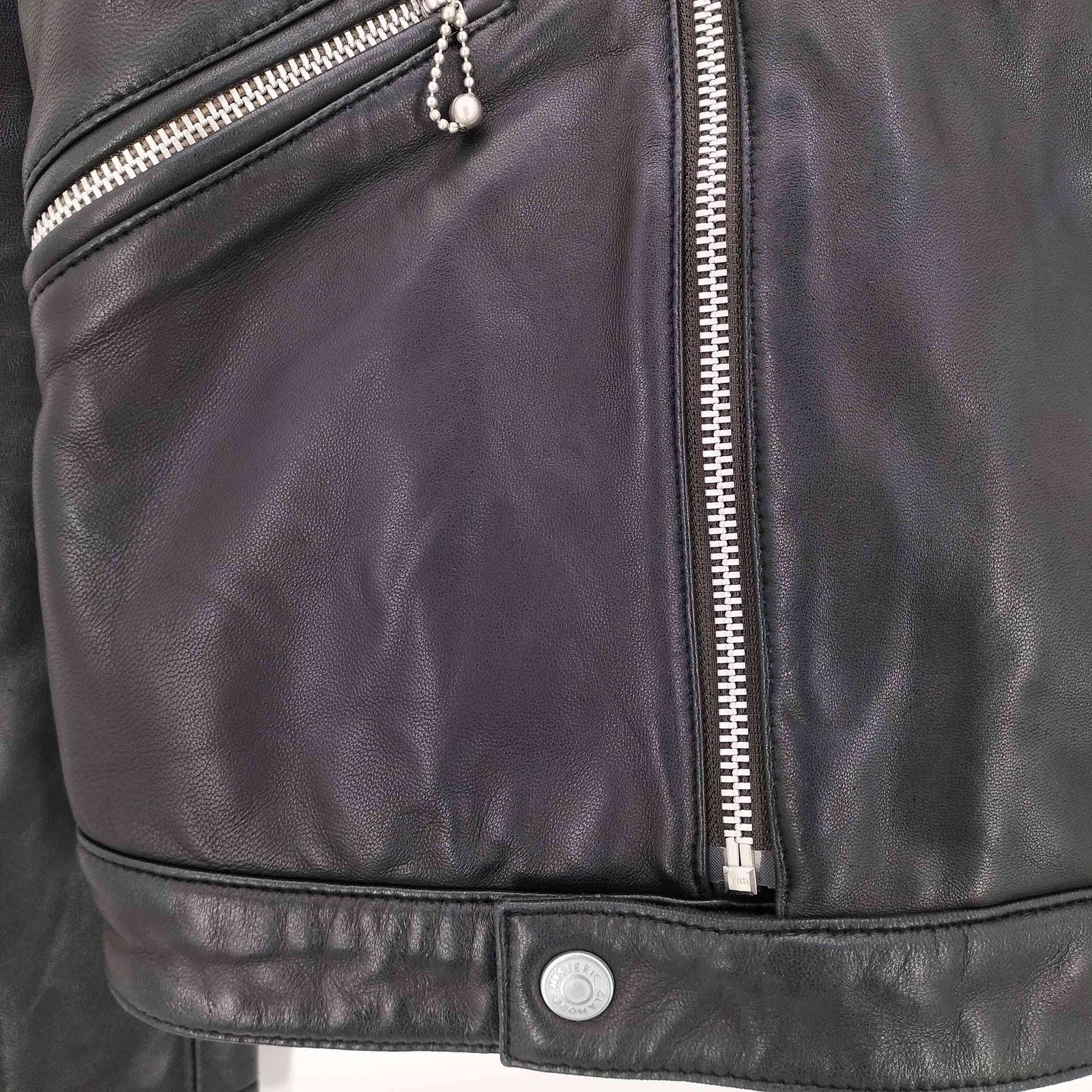 HYSTERIC GLAMOUR 羊革 フード付き ライダース レザージャケット