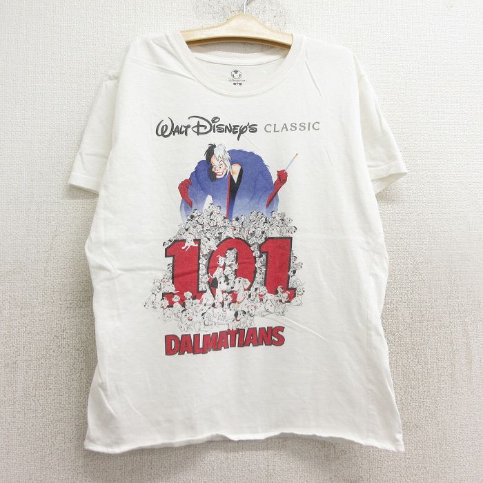 古着 半袖 Tシャツ キッズ ガールズ 子供服 ディズニー 101匹のわんちゃん クルエラ コットン クルーネック 白 ホワイト 24aug03
