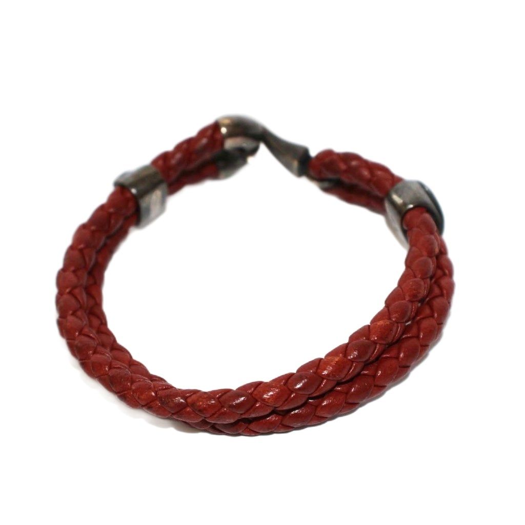 美品 ボッテガヴェネタ イントレチャート レザー ブレスレット ダークブラウン ボッテガヴェネタ BOTTEGA VENETA イントレチャート レザー