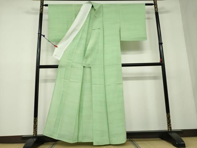 平和屋着物＊夏物　色無地　変わり絽　苗色　正絹　逸品　DAAU2104ud