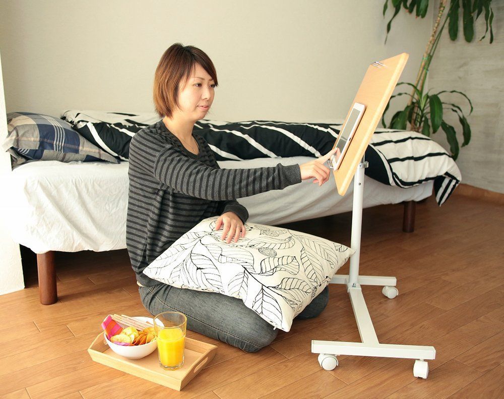 オスマック サイドテーブル キャスター付き 高さ64?98.5cm 折りたたみ 高さ調節 昇降 ブラウンオーク SCY-2168M4CBO オスマック サイドテーブル キャスター付き 高さ64〜98.5cm 折りたたみ