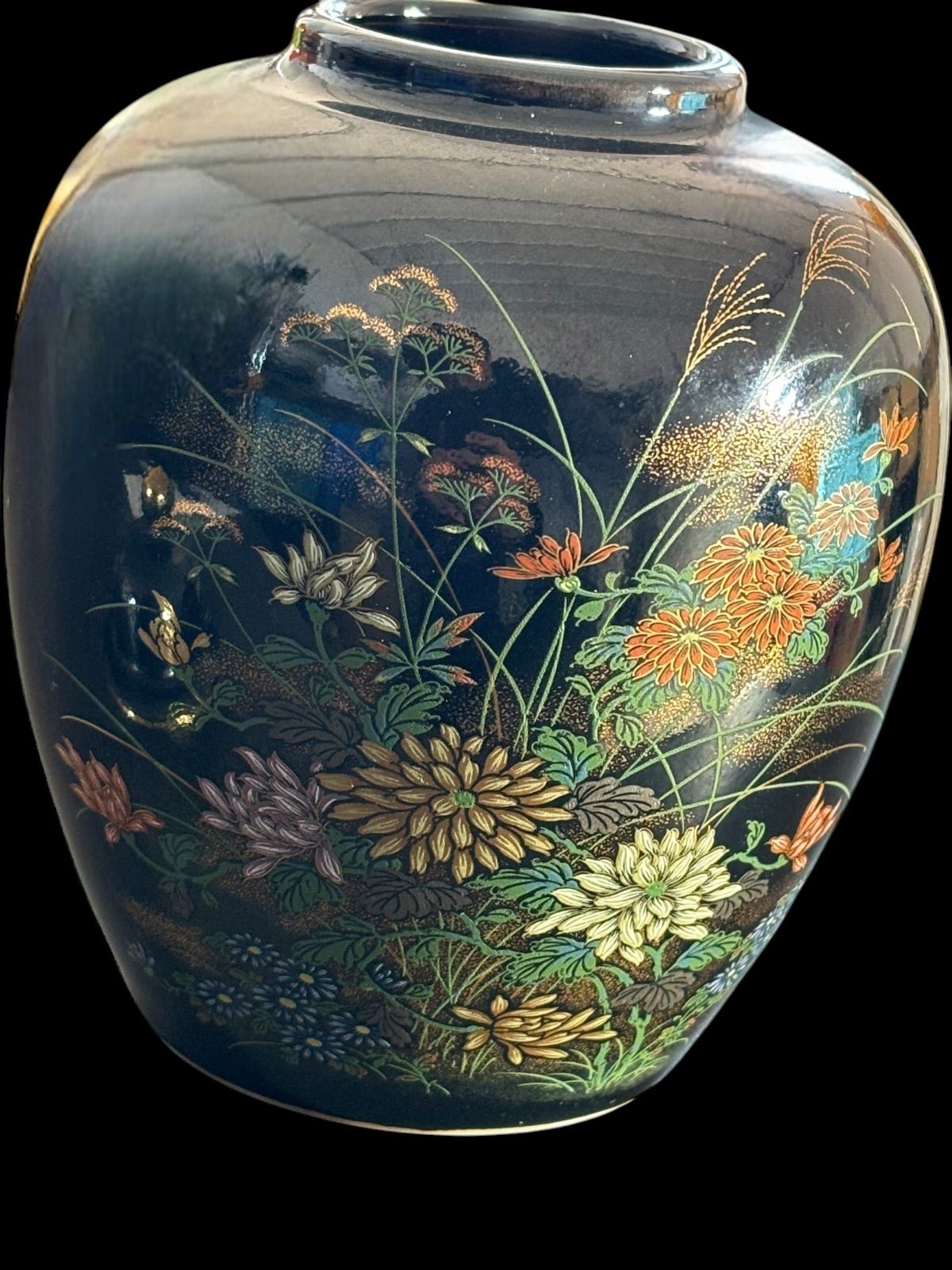 九谷焼 正峯窯 花鳥紋様 花瓶 フラワーベース 小壺 インテリア