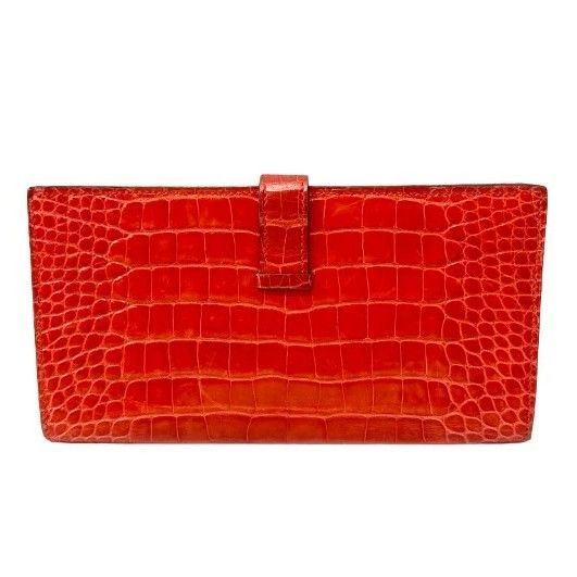 HERMES エルメス 小物類(その他) ゴールドx赤系 4500325Y0014 エルメス ベアンスフレ ゼラニウム ゴールド金具 アリゲーター