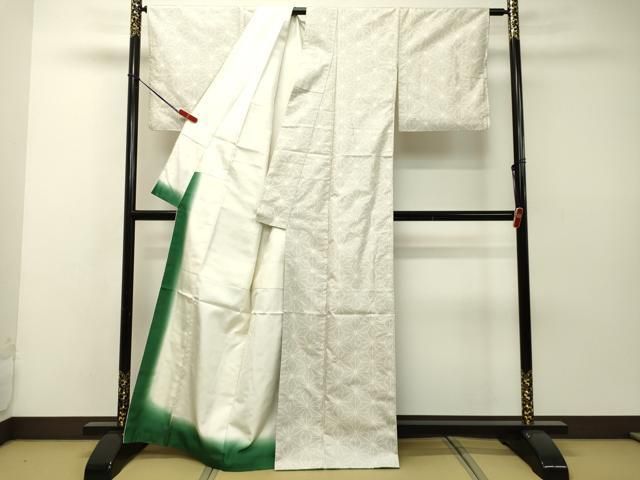 平和屋着物○本場大島紬 白大島 9マルキ 麻の葉文様 正絹 逸品