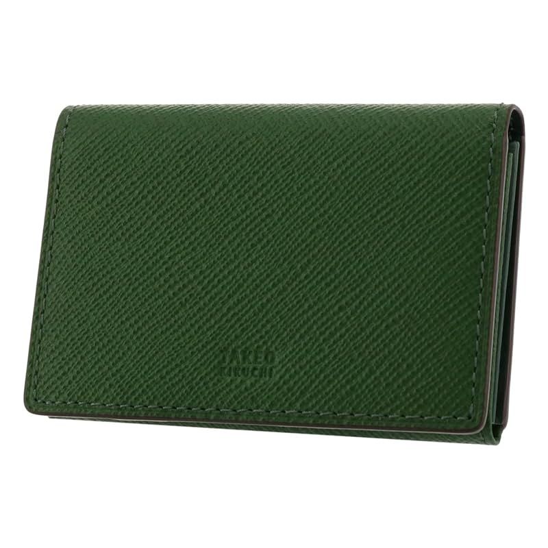 タケオキクチ 名刺入れ カードケース パナマ 牛革エンボスレザー (牛革/エンボス加工， グリーン/GREEN)