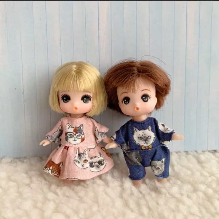 リカちゃん みつごの赤ちゃん 服 ネコ柄 2着セット ゲンくん