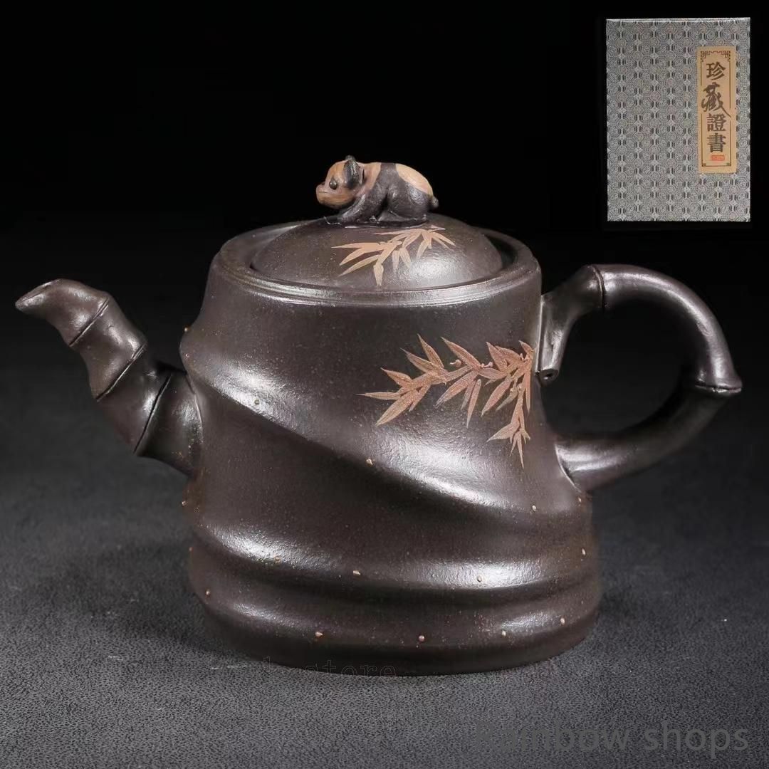 中国古美術・宜興原鉱段泥 枇杷壺・紫砂壺・底款:蒋蓉・朱泥・急須・茶道具・置物 中国古美術・宜興原鉱段泥 枇杷壺・紫砂壺・底款:蒋蓉・