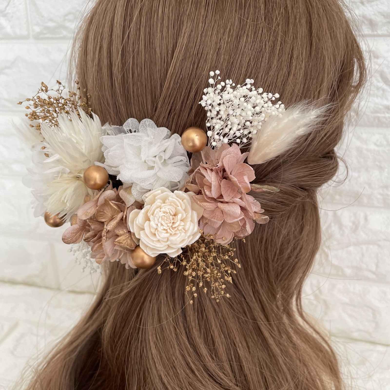 プチくすみピンクベージュ♡髪飾り ヘッドドレス 前撮り 成人式 卒業式 七五三 プチくすみピンクベージュ♡髪飾り ヘッドドレス 前撮り 成人式 卒業式