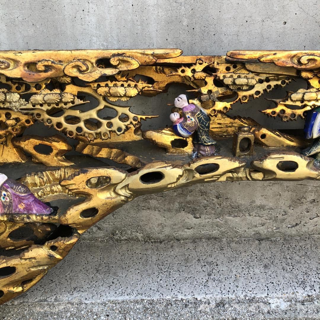 極彩色 金色 欄間 古美術 時代彫刻 建具部材 #842 極彩色 金色 欄間 古美術 時代彫刻 建具部材 #842 - メルカリ