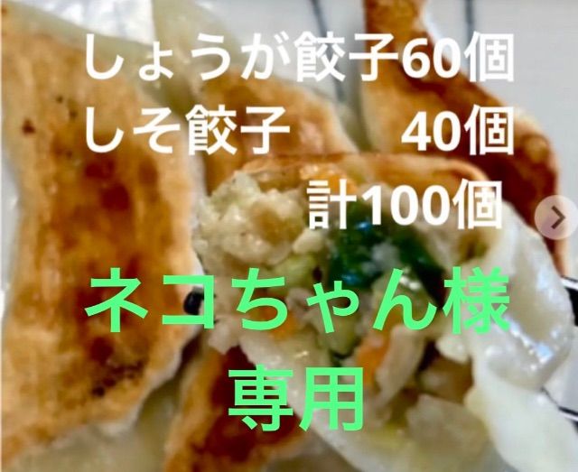 ネコちゃん様専用しょうが餃子60個、しそ餃子40個 - メルカリShops