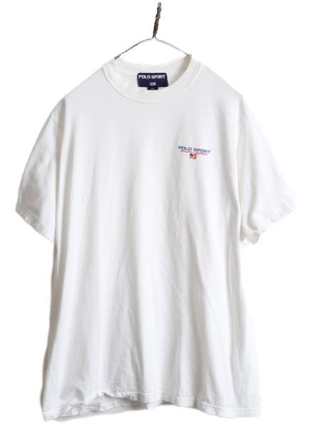 【お得なクーポン配布中!】 90s USA製 ポロスポーツ ラルフローレン 星条旗 プリント Tシャツ L