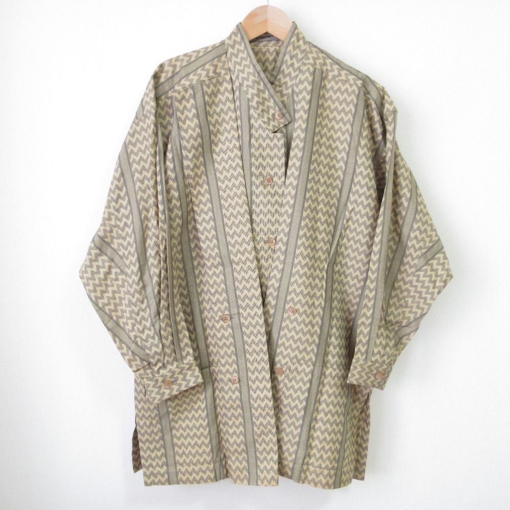 ⭐️筆タグイッセイミヤケベージュブラウス極美品⭐️ 良品 ISSEY MIYAKE イッセイミヤケ 筆タグ ヴィンテージ ノースリーブ
