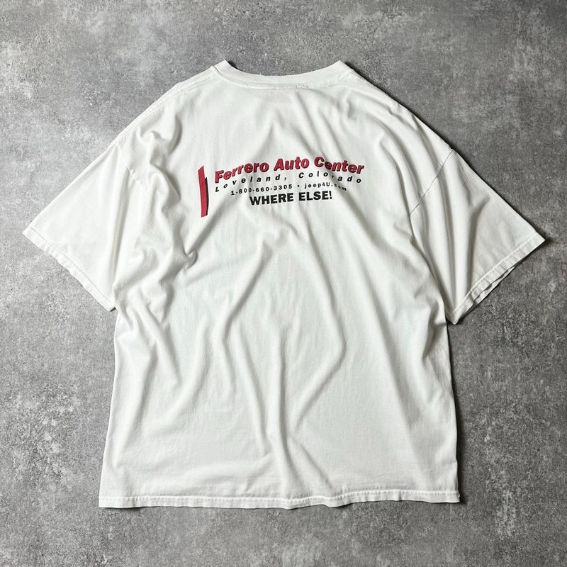 90s Jeep 企業物 スマイル ニコちゃん 髭 プリント 半袖 Tシャツ XXL 
