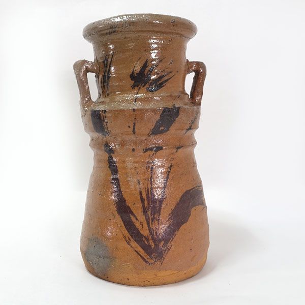 唐津 黒牟田焼 丸田宗彦 花器 唐津 黒牟田焼 絵唐津耳付花入 黒牟田焼 丸田宗彦