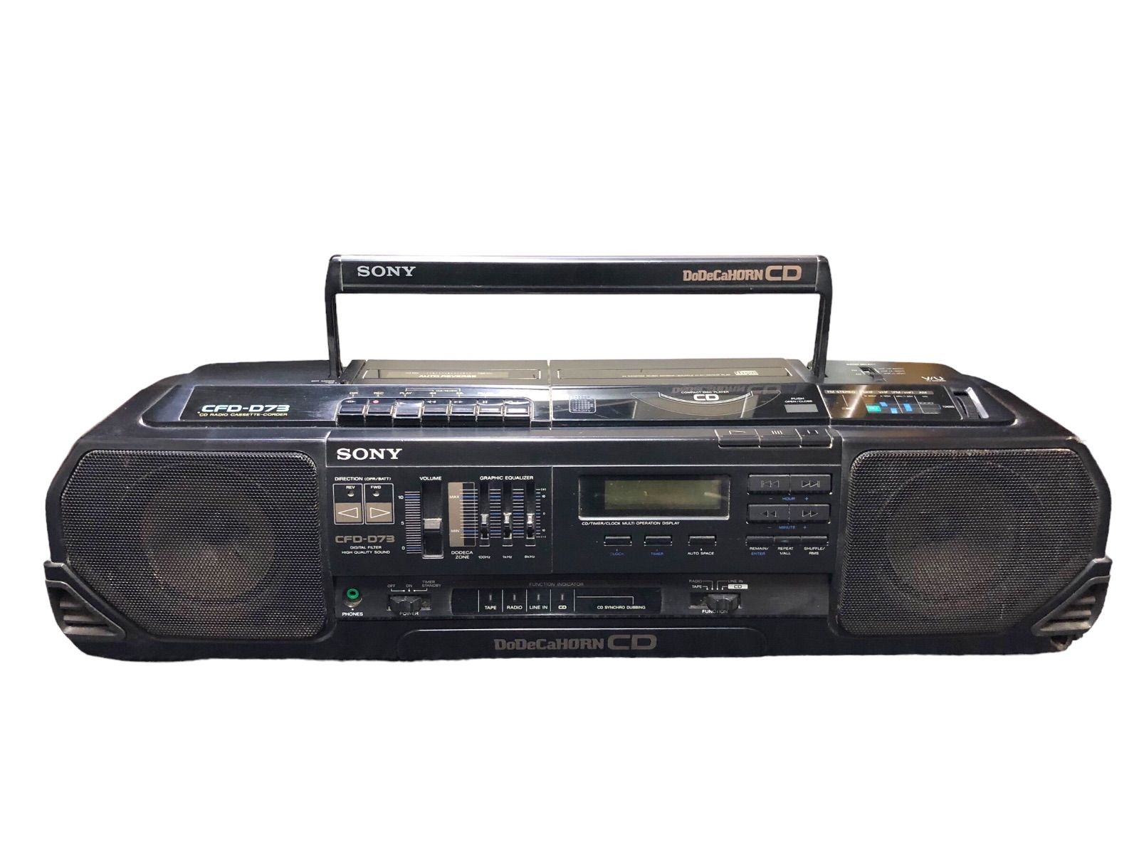 SONY DoDeCaHORN CD RADIO CASSETTE ソニー ラジオカセット CFD-D73 日本製 100V オーディオ機器 現状品 当時物