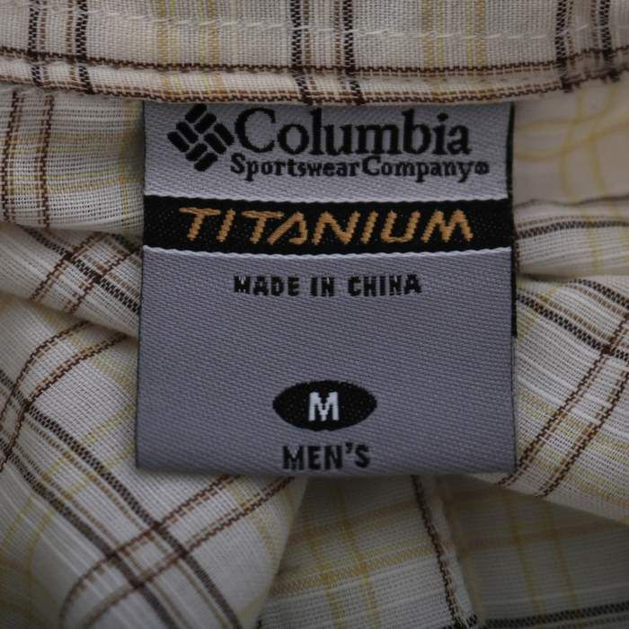 コロンビア 長袖シャツ トップス チェック柄 TITANIUM Sportswear メンズ Mサイズ ホワイト Columbia 【中古】