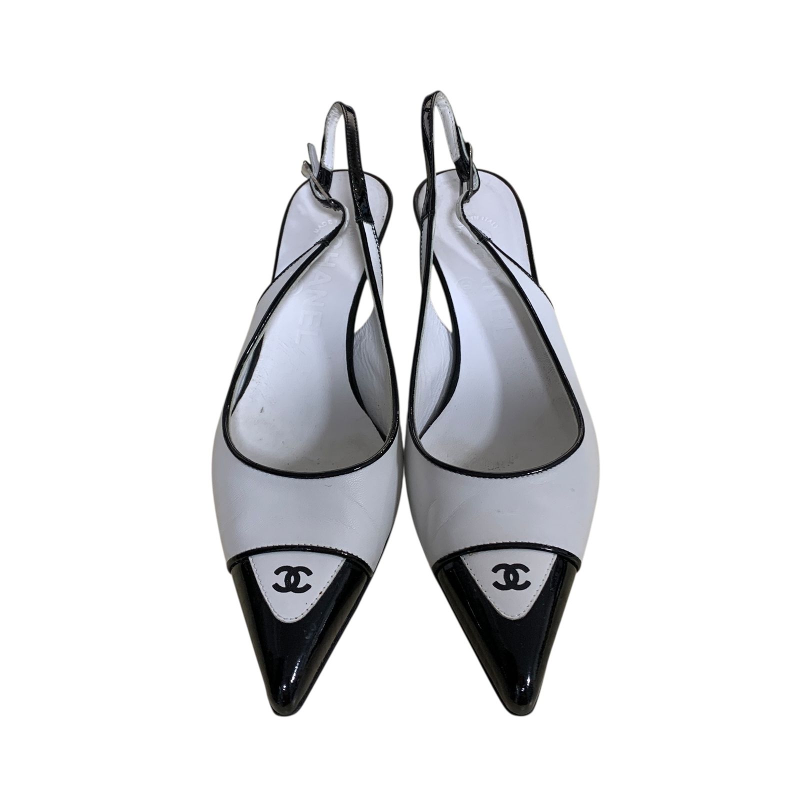 品 CHANEL シャネル パンプス ココマーク バイ 164148 ホワイト ブラック サイズ35 1 2 箱有 レディース kyV18874N