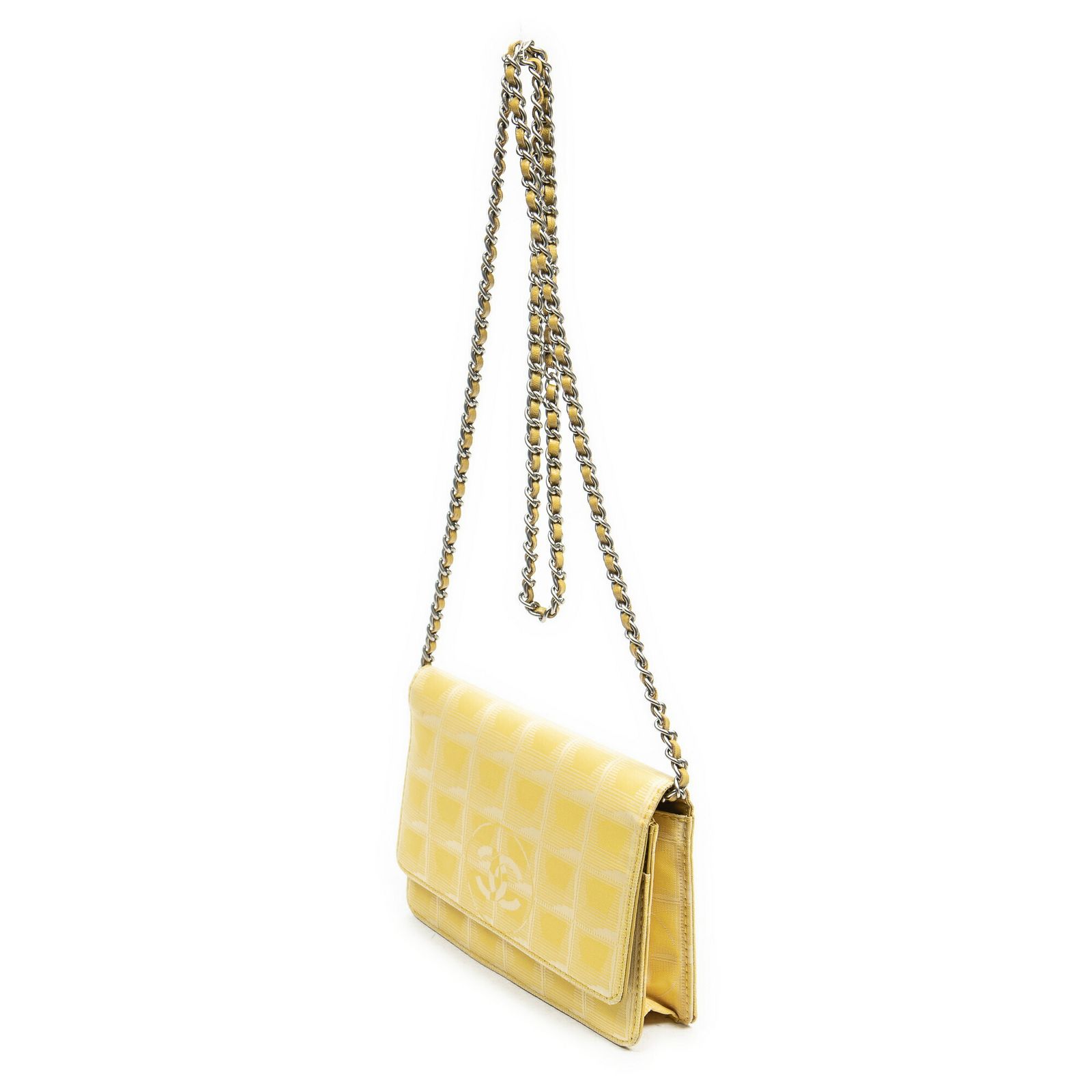 CHANEL シャネル トラベルライン ウォレット オン チェーン黄色トラベルライン ナイロンキャンバスA