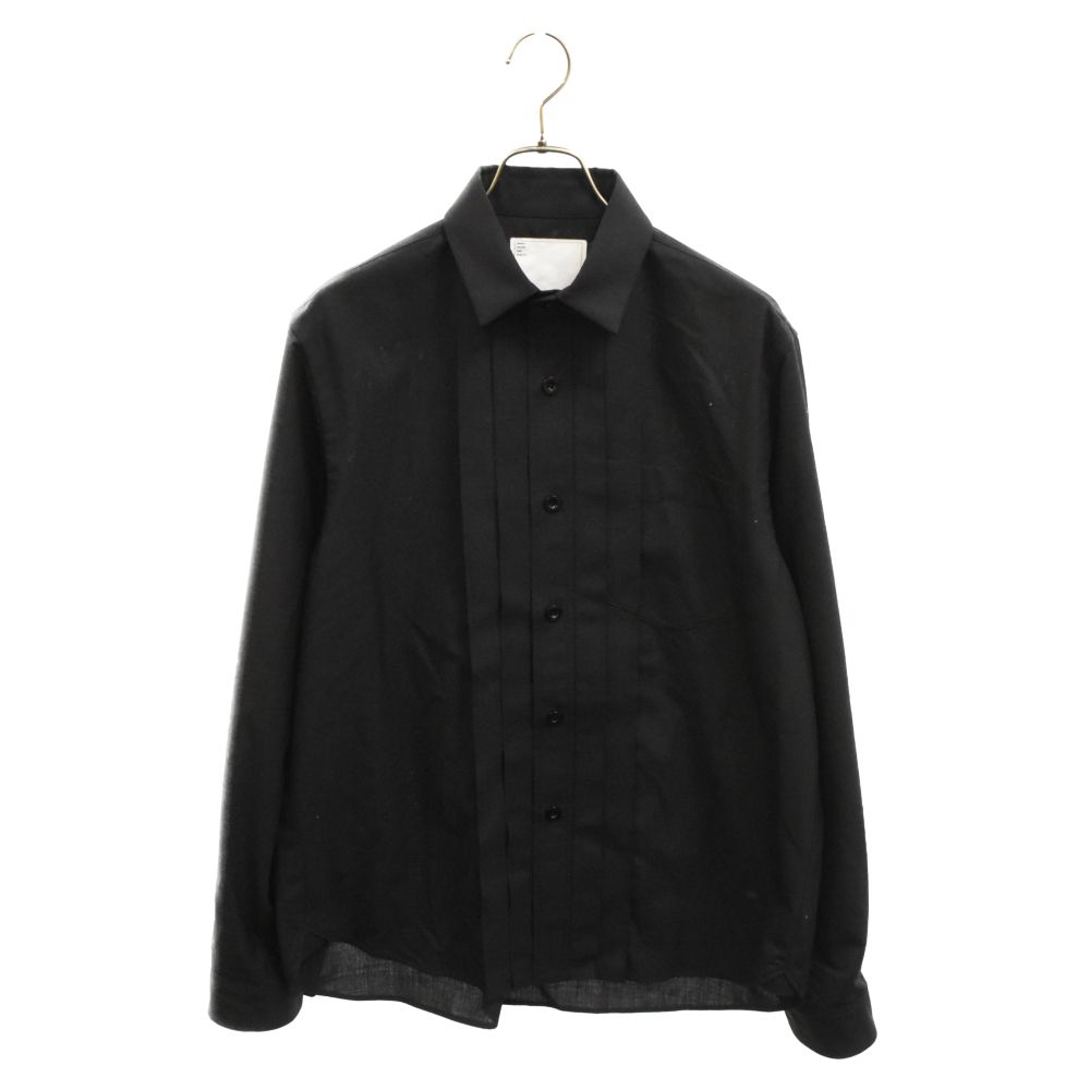 Sacai (サカイ) 24SS ポケット付き プリーツ長袖ポプリンシャツ ブラック サンプル
