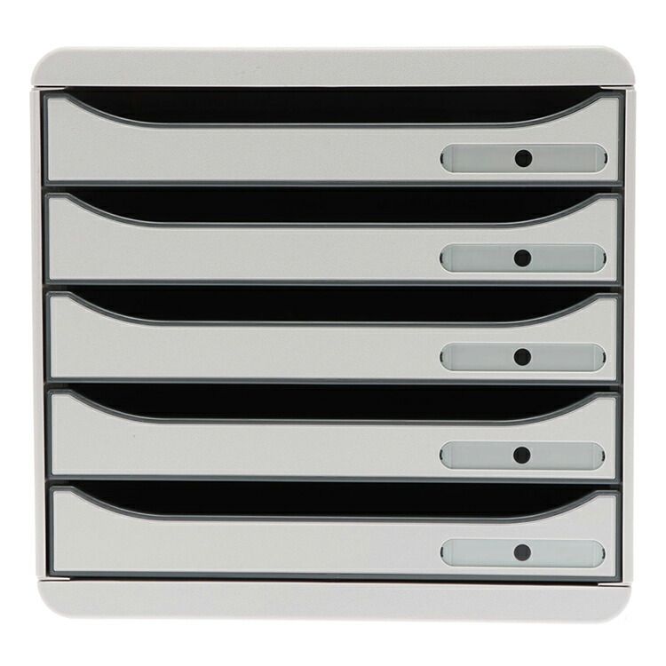 Exacompta エグザコンタ ビッグボックスプラス レターケース 横型 A 4 5段引き出し ライトグレー 308740 D