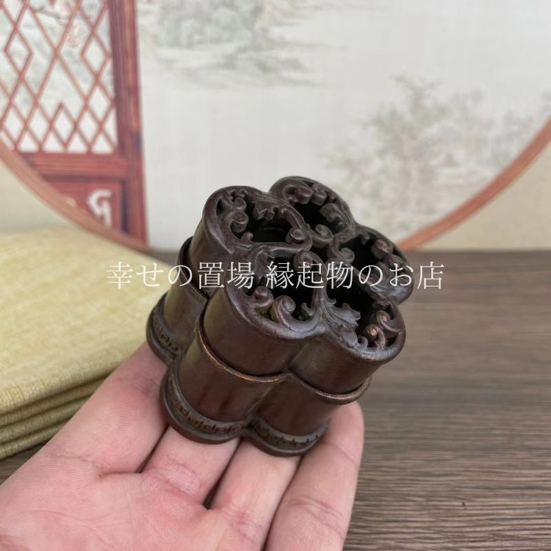 銅製 神獣香炉 八宝図紋三足双耳薫炉 薫炉 古代風香炉 金属製 4本脚