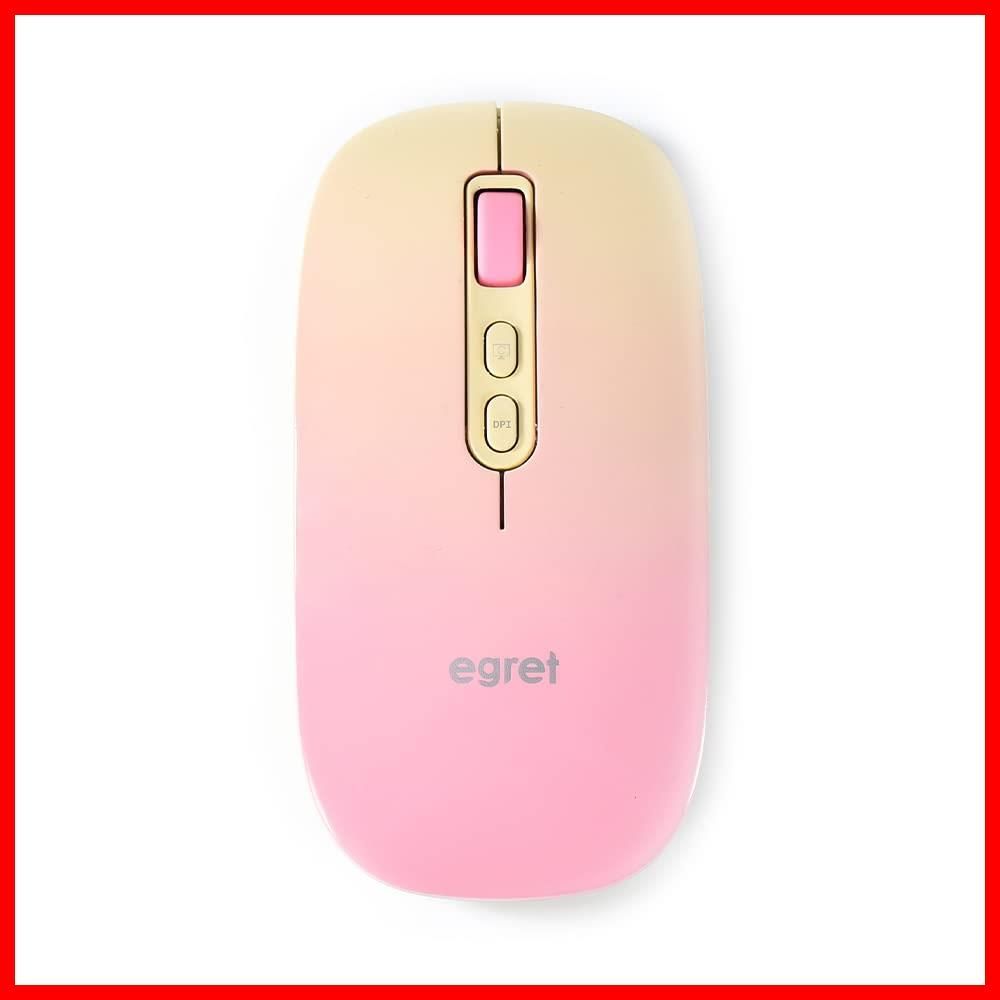 【在庫処分】Bluetooth＆2.4G、充電式静音ワイヤレスマウス、3台PC対応、3段DPI、かわいい、おしゃれ、ピンク、 EGRET PrettiE (水柿) EM23-P2