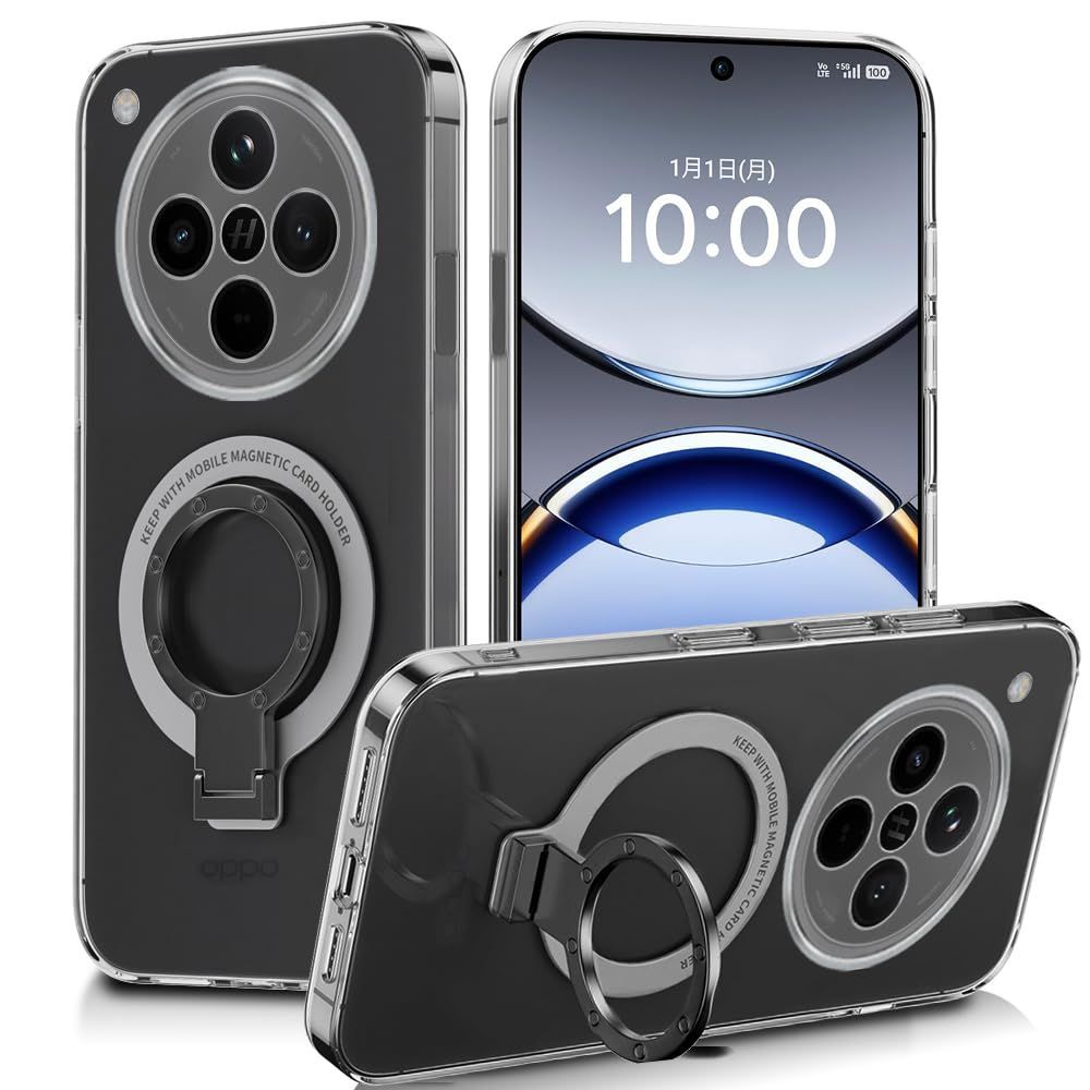 【新着商品】X8 ケース Find 透明 シリコン 金属リング付き スマホ Find OPPO X8 クリア スマホケース タンド機能 ストラップホール付き 擦り傷防止 対応 滑り止め 落下防止（OPPO Find X8 透明ケース