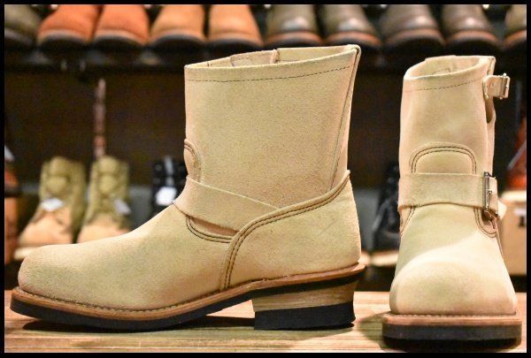 8D 12年 レッドウィング 2965 ショート スエードエンジニア ホーソーンアビレーンラフアウト ベージュ ブーツ redwing HOPESMORE FE381
