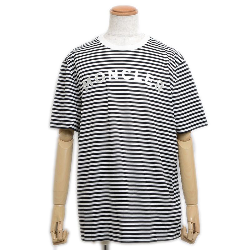 モンクレール Tシャツ MAGLIA コットン ホワイト/ブラック メンズ XL