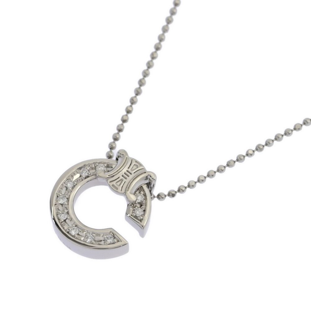 0.1ct/FD:0.02ct/CELINE セリーヌ Cロゴ ダイヤモンドネックレス  
