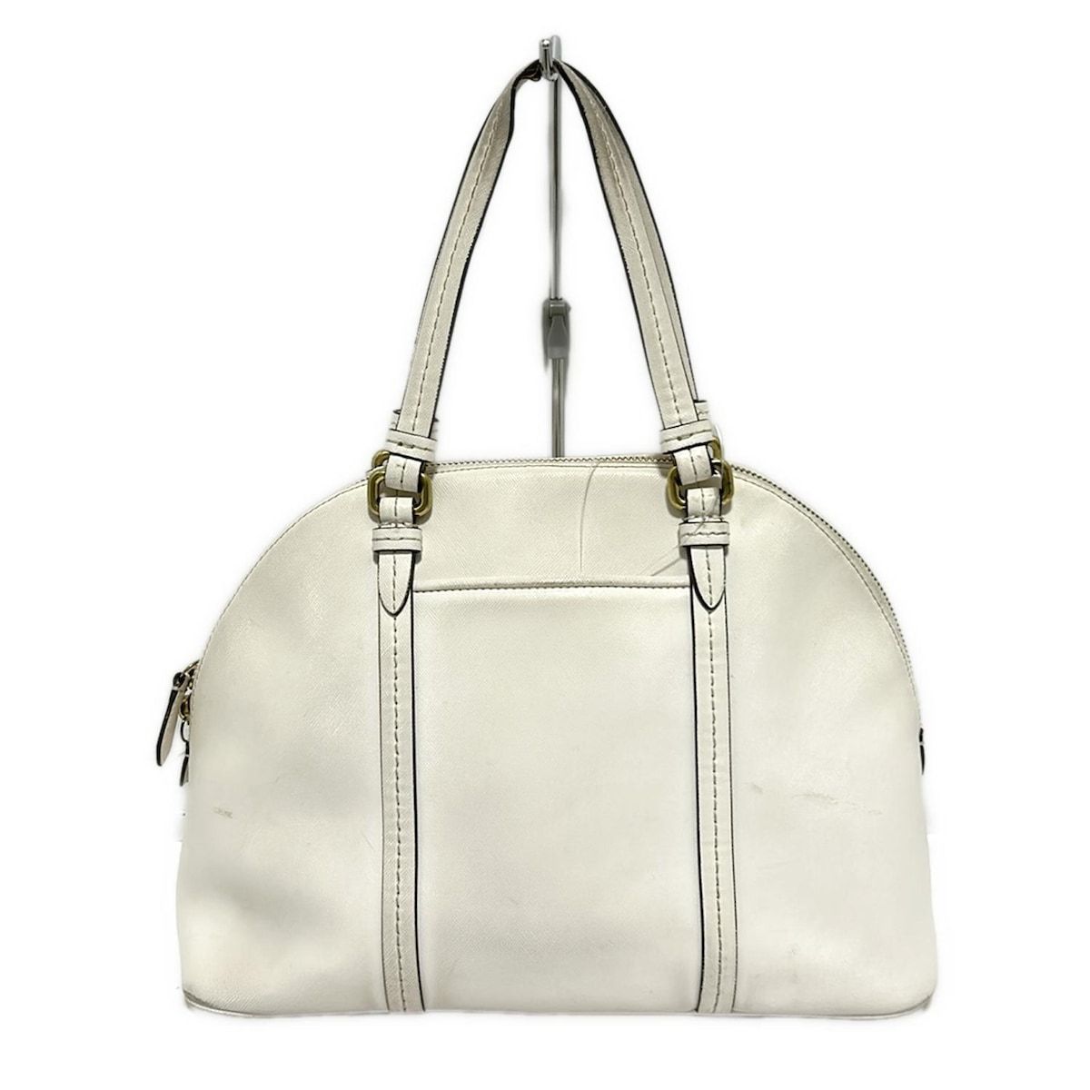 COACH　ハンドバッグ　白　レザー 極美品】COACH(コーチ)レザー フラワーモチーフ ハンドバッグ