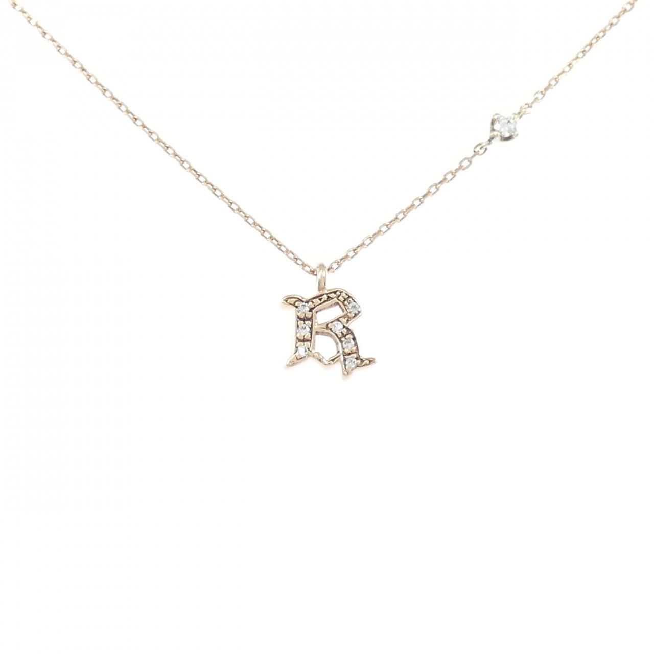 K10PG|K10WG イニシャルR キュービック ネックレス