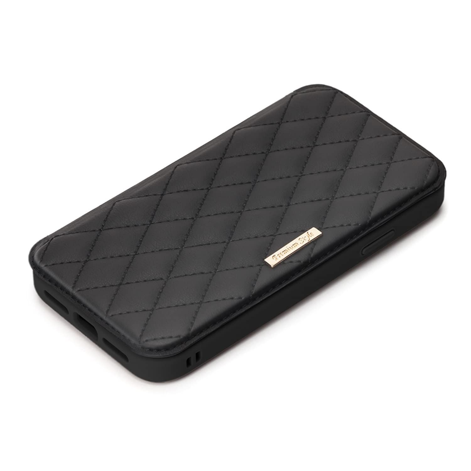 【在庫セール】キルティング調ブラック ガラスフリップケース mini用 PG-21JGF03BK 13 iPhone Style Premium