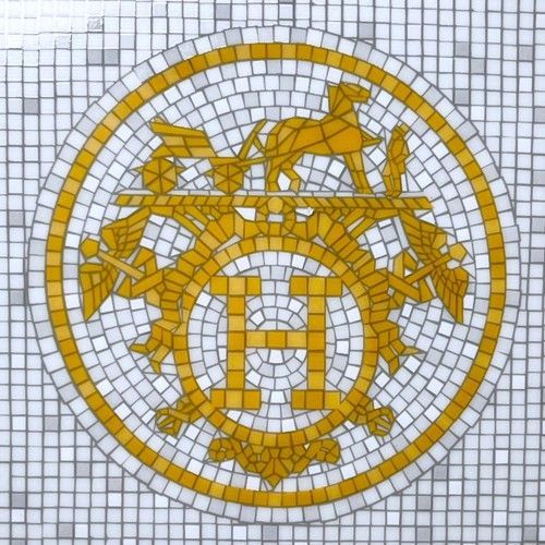HERMES - HERMES　エルメス　モザイク　24　No5　スクエアプレート　026043P　陶器　ゴールド　テーブルウェア　インテリア食器　西洋食器　四角　小皿　平皿　プレイト　ヴァンキャトル　プチカレ【中古】【76787】 HERMES エルメス モザイク 24 No5 スクエアプレート 026043P