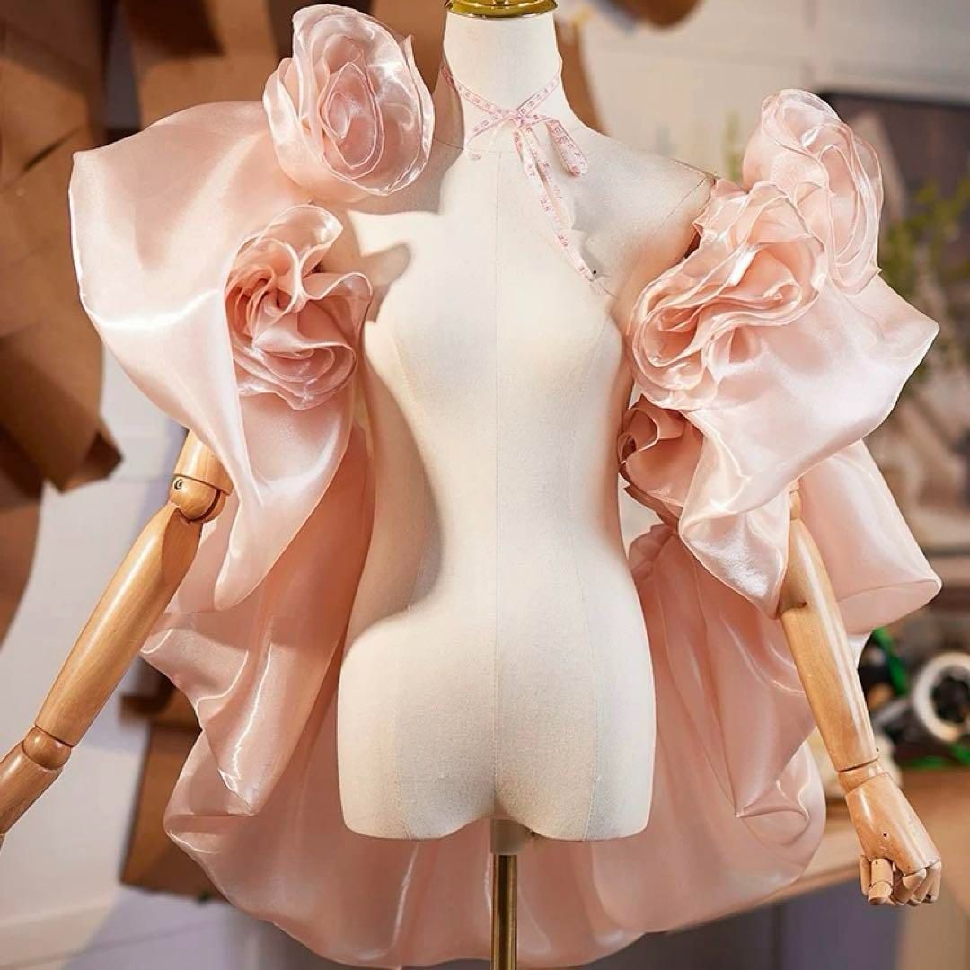 レディースファッション お花のデザインが 淡いピンクのショール