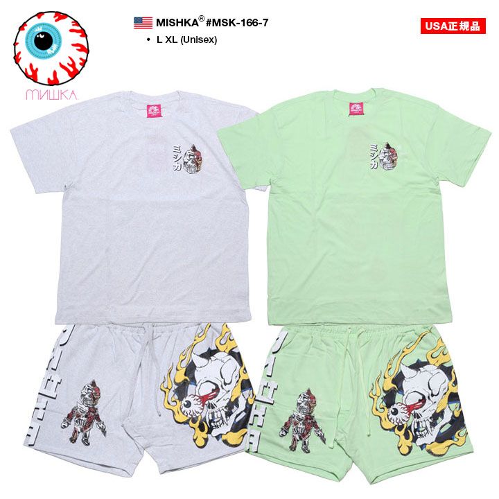 MISHKA 上下セット 半袖 ブランド Tシャツ ハーフパンツ メンズ 春夏用