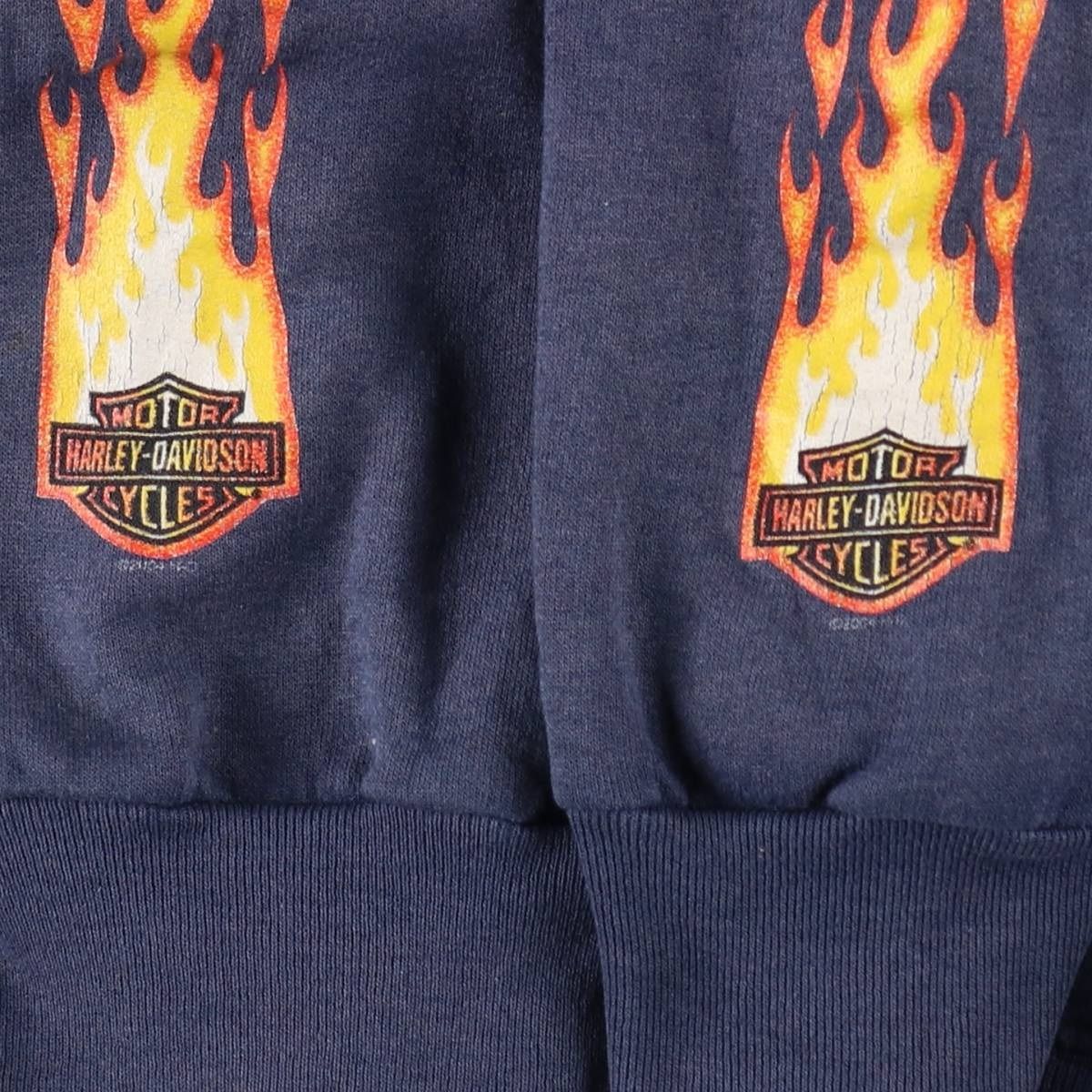 ハーレーダビッドソン アイルランド製 袖フレイムパターン スウェット L 古着 古着 00年代 ハーレーダビッドソン Harley-Davidson ファイヤー