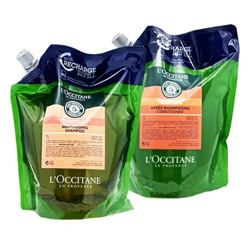 ロクシタン ファイブハーブス シャンプー コンディショナー リフィル 詰替 1000mlセット ＆ ヘアーアディクトセラム 30ml 9432_9548_5426 佐川急便