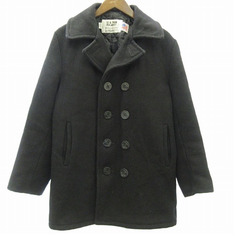 美品✨Schott ウールダブルピーコート キルティング 740N ブラウン M Schott N.Y.C ショット SCHOTT 740 メンズ ウール ダブル